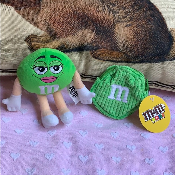 Green M&M’s World candy 🍬 doll & coin purse 👛